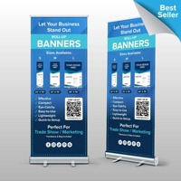 Support de bannière enroulable à base large, cadre d'affichage rétractable portable en aluminium, promotion personnalisée pour magasin de détail