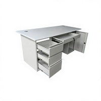 Modern Steel Office Computer Desk with Drawers and Lockable Cabinet Freestanding Workstation