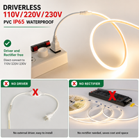 Bande LED COB ShenZhen 110V/220V/230V découpable sans driver, étanche IP65, flexible, sans points apparents, 296 LED, rouleau de 10m