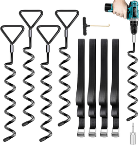 Ancres de sol en acier robuste vents forts vis d'<span class=keywords><strong>ancrage</strong></span> de terre ensemble de <span class=keywords><strong>balançoire</strong></span> piquets de tarière en spirale pour tente trampoline arbre pouce - Product Image 3