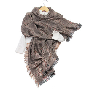 Bufanda de Lana de Lujo con Diseño de Pata de Gallo, Borlas en los Cuatro Lados, Larga y Cálida, Multifuncional, para Otoño e Invierno, para Mujer - Product Image 1