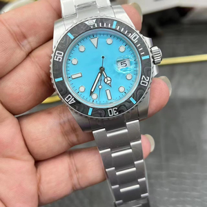 Men's 41mm stainless steel <b>automatic</b> mechanical watch, with luminous date function, blue dial and rotating ceramic bezel - Product Image 1