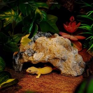 Décoration de terrarium pour reptiles : Ensemble de grottes cachettes en PVC incassable, maison de retraite sécurisée pour animaux, gamelle d'eau, plantes artificielles pour lézards, geckos, serpents - Product Image 4