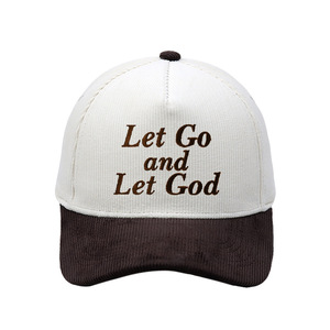 Gorra <span class=keywords><strong>de</strong></span> Béisbol <span class=keywords><strong>de</strong></span> 5 Paneles Bicolor para Adultos, Gorra <span class=keywords><strong>de</strong></span> Pana <span class=keywords><strong>de</strong></span> 5 Paneles con Bordado 'Let Go and Let God' para Hombres y Mujeres - Product Image 6