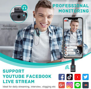 2.4GHz revers micro sans fil Lavalier Microphone cardioïde étui de charge pour iPhone Android ordinateur portable pour <span class=keywords><strong>TikTok</strong></span> YouTube - Product Image 4