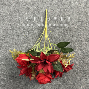 Bouquets de mariage en roses et lys artificiels, fleurs en soie réalistes, arrangements floraux faits à la main pour la décoration de mariage - Product Image 2