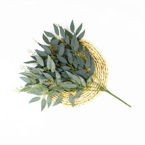 Feuilles de saule artificielles à cinq branches, écologiques, pour Noël, Pâques, mariages, fêtes, décoration intérieure, accessoires de photographie, en soie, vente en gros - Product Image 3