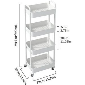 FactoryDirect Modern <b>Plastic</b> Three-Layer Multifunction Portable Rolling Tier <b>Kitchen</b> Cart Standing Type Storage Tools Dinnerware - Product Image 2