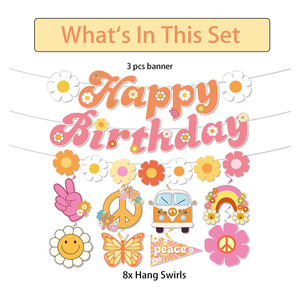 DAMAI Funky <span class=keywords><strong>Hippie</strong></span> fête d'anniversaire bannière suspendue papier joyeux anniversaire décoration drapeau lettre bannière pour fournitures de fête - Product Image 2