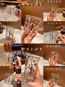 Rose purple glass cups-10 assorted designs-40 pieces-box