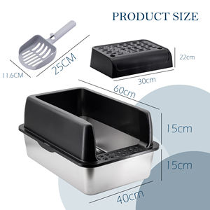 Grande parede alta Side <span class=keywords><strong>Litter</strong></span> <span class=keywords><strong>Box</strong></span> para gatos múltiplos Easy Clean aço inoxidável Cat <span class=keywords><strong>Litter</strong></span> Bacia Pá Bandeja - Product Image 3