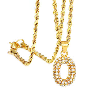 <span class=keywords><strong>Pas</strong></span> <span class=keywords><strong>cher</strong></span> prix Offre Spéciale nouveau <span class=keywords><strong>collier</strong></span> pendentif femme en acier inoxydable plaqué or 18 carats 26 initiales O lettre pleine zircon - Product Image 1