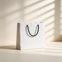 Sacs cadeaux en papier kraft blanc biodégradables et écologiques, avec poignées en corde de coton, personnalisables, imprimés offset, pour l'alimentation, vente en gros