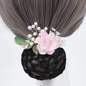 HZM-61214 <span class=keywords><strong>Filet</strong></span> à <span class=keywords><strong>cheveux</strong></span> pour femmes, couvre-chignon en maille tricotée, <span class=keywords><strong>filet</strong></span> à <span class=keywords><strong>cheveux</strong></span> noir pour filles, épingles à <span class=keywords><strong>cheveux</strong></span> en perles de fleurs, coiffure rétro - Product Image 1
