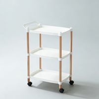 Chariot de rangement en plastique à 3 niveaux pour cuisine et salon, étagère de rangement en plastique avec roulettes