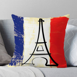 Funda de cojín de tela de poliéster súper suave con letras de torre de hierro de París decorativa para el hogar Retro de 45x45cm - Product Image 6