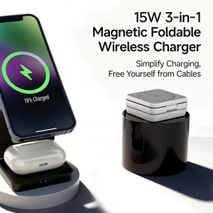 Cargador Inalámbrico Magnético 3 en 1 Plegable con Carga Rápida, Soporte para Teléfono y Reloj - Product Image 4