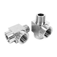 Raccord en T en acier inoxydable 304, filetage femelle 1/8 1/4 BSPP, filetage mâle 3/8 1/2 NPT, connecteur de tuyauterie 3 voies mâle-femelle