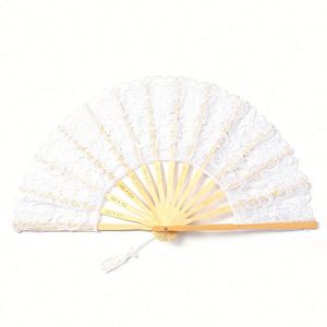 Abanico de mano de plástico con encaje floral vintage y patrón español, plegable, con diseño de corazón pintado, para fiestas de cumpleaños de verano, fiestas de té, regalo para niñas, música - Product Image 3