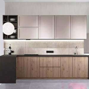 Armoires de cuisine modulaires sur mesure Foshan avec plan de travail en marbre artificiel et robinet, armoires de cuisine modernes en bois de petite taille - Product Image 2