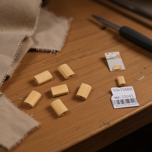 Perline ovali in legno ILAN 10x15 mm per accessori di abbigliamento, 8 pezzi - Product Image 3