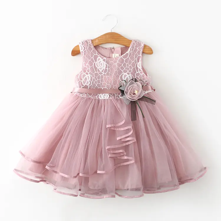 2019 sommer Neue Ankunft Kinder Einhorn Boutique Party kostüm Ärmellose Applique Blumen Kleid für Baby Mädchen