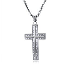 <b>Cross</b> Necklace Gold Plated Crystal Rhinestone Unisex Everyday Wear - Product Image 5
