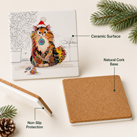 Vente flash : Sous-verres en céramique personnalisés avec impression UV, motifs de Noël, pour protéger la table