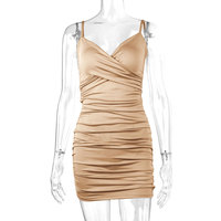 Robes de pansement enveloppantes plissées à la hanche Sexy 2 Halter Dress Sexy Elegant Casual Dresses Ladies Sexy