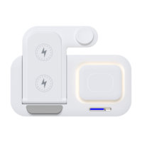 Support de chargeur sans fil pliable 5 en 1 15W pour téléphone, montre, écouteurs avec sortie USB et veilleuse LED pour chambre et voyage
