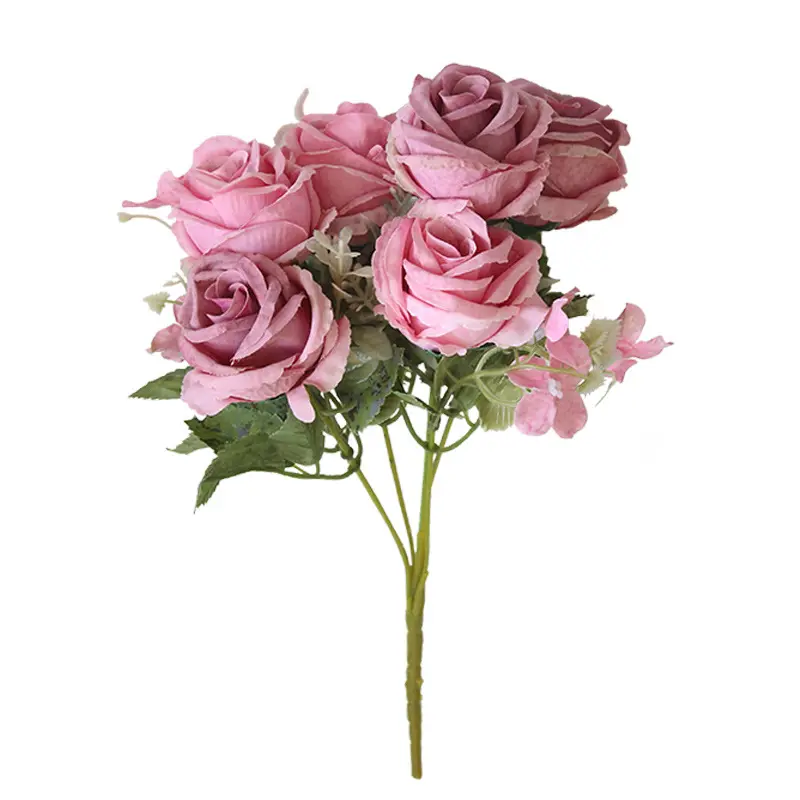 2022 new design 6 Heads Artificial Flower Rose Bouquet for Wedding Home Decoration Decorative Flowers