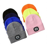 Gorro de Punto Cálido con Pantalla LED de Color Sólido y Luz Jacquard, Alimentado por Batería, Desmontable y Lavable para Ciclismo Nocturno al Aire Libre