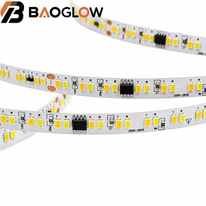 Bande LED 2 fils CCT double température de couleur 192 LED/m 2835, 220V AC, 12W/m, avec circuit imprimé électroplaqué 8mm, découpe 12,5cm, à brancher, pour intérieur, faible MOQ - Product Image 5