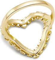 Anillo de Corazón de Latón Chapado en Oro de 18K, Diseño Hueco, Fabricación Directa de Fábrica LUOYUNE, OEM ODM, Anillo de Dedo para Aniversario, Joyería al por Mayor