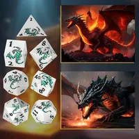 7 Buah Set Dadu DND Logam Padat Paduan Seng 16Mm Polihedral Naga untuk Permainan Meja D&D Hadiah Edukasi