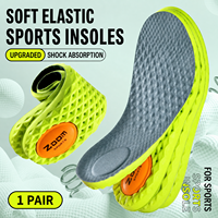 Semelles intérieures sport améliorées en PU avec coussin de talon à zoom, souples, élastiques, pliables, désodorisantes à l'armoise, respirantes et massage 4D par points