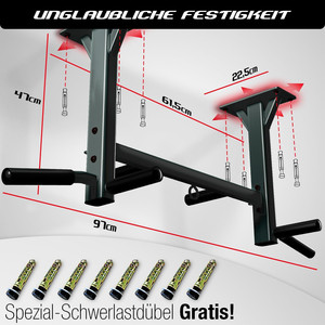 Wellshow Sport 4in1 Klimmzugstange KS400 Deckenmontage, Barre de traction, 6 rutschfeste Griffe, - Product Image 2