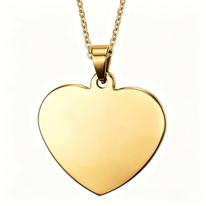 <span class=keywords><strong>Collana</strong></span> a Forma di Cuore in Acciaio Inossidabile per Donna, Design Liscio Personalizzabile <span class=keywords><strong>con</strong></span> Incisione Laser di ID, Foto, <span class=keywords><strong>Nome</strong></span> o Logo, Stile INS di Tendenza - Product Image 3