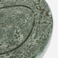 Table d'appoint Dream Home en marbre vert, plateau rond surdimensionné, base cylindrique, surface texturée, table d'appoint pour salon