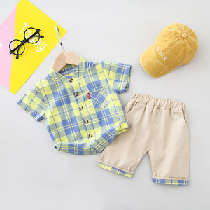 Baju bayi 2022 여름 아기 의류 세트 새로운 어린이 반팔 정장 소년 셔츠 + 바지 의류 세트 - Product Image 2
