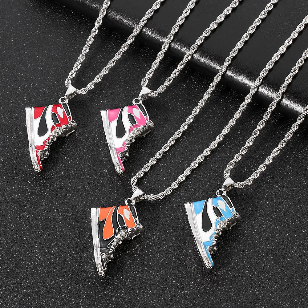 MAIXI 2022 New Fashion Trend Hip Hop Cool Creative Mini 3D Sports Basketball Shoes Sneakers Pendant Necklace Jewelry for Men