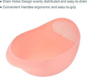 Food Grade <b>Plastic</b> Rice Washer Strainer Washing Colander With Handle for Vegetables and Fruits Water Drain Bow - Product Image 3