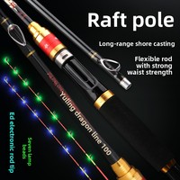 Canne à pêche de nuit en eau douce et en mer, en fibre de carbone et demi-titane, avec pointe lumineuse LED, action rapide, en EVA, 2 sections, pour radeau et bateau, 1,3m-2,1m