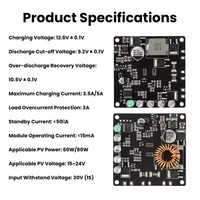 Module de contrôle de charge solaire MPPT, alimentation de surveillance pour batterie lithium 3S, petit contrôleur de stockage d'énergie 60W/80W