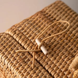 Vintage Handwoven Rattan Suitcase Travel <b>Storage</b> <b>Basket</b> with Handle Retro Picnic Hamper Factory Price - Product Image 4