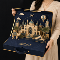 Boîte cadeau rigide 3D personnalisée, style valise de luxe, emballage en papier avec poignée, pour souvenirs et cadeaux promotionnels, directement de l'usine