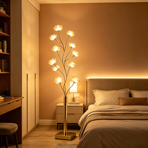 Lampadaire Moderne et Simple en Forme <span class=keywords><strong>de</strong></span> <span class=keywords><strong>Fleur</strong></span> <span class=keywords><strong>de</strong></span> <span class=keywords><strong>Lotus</strong></span>, en Métal et Fer, Design Arc, Luminaire sur Pied pour Intérieur, Idéal pour Bureau, Salon, Chambre à Coucher - Product Image 2
