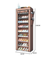 Meuble à chaussures multifonctionnel vintage en plastique à 10 niveaux, anti-poussière, avec housses de protection en tissu non tissé, pour entrées et couloirs