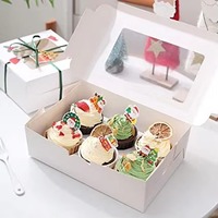 Usine personnalisée papier artisanal de qualité alimentaire 6 trous boîtes à cupcakes papier kraft fenêtre transparente nourriture à emporter Cupcake beignet boîte-cadeau