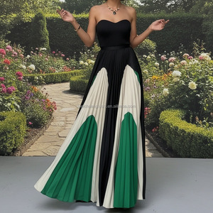 Kadınlar için Özel Çok Renkli Bloklu Moda Şık <span class=keywords><strong>Maxi</strong></span> Pileli Etek - Product Image 3